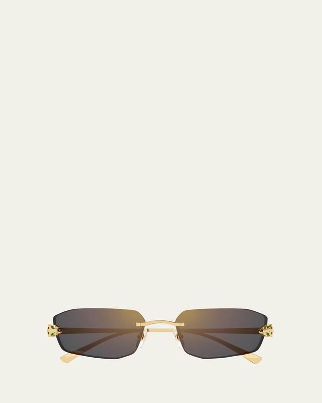 Womens Panthre Classic 56MM 24K-Gold-Plated Metal Rimless Geometric Sunglasses Product Image