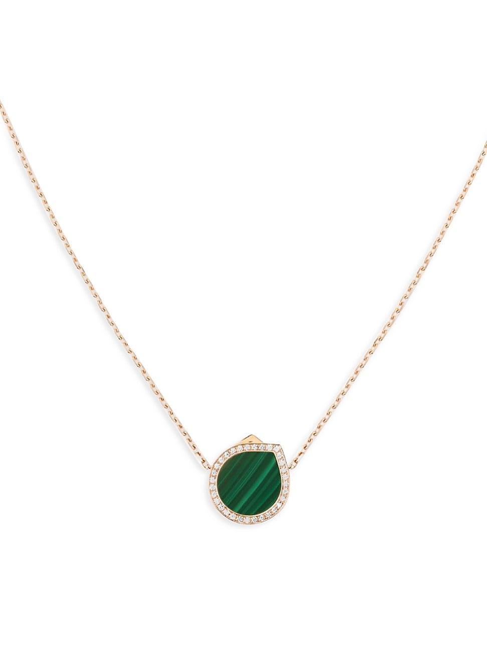 Womens Antifer 18K Rose Gold, Malachite & 0.18 TCW Diamond Pendant Necklace Product Image