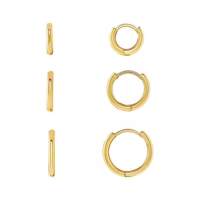 Emberly Polished Graduated Hoop Earrings Trio Set, Womens, Yellow Gold Tone Product Image