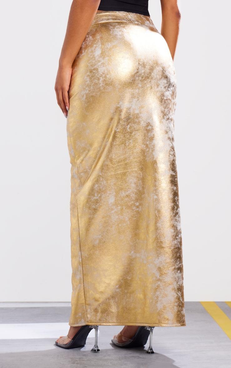 Gold Coated Split Back Maxi Skirt Product Image