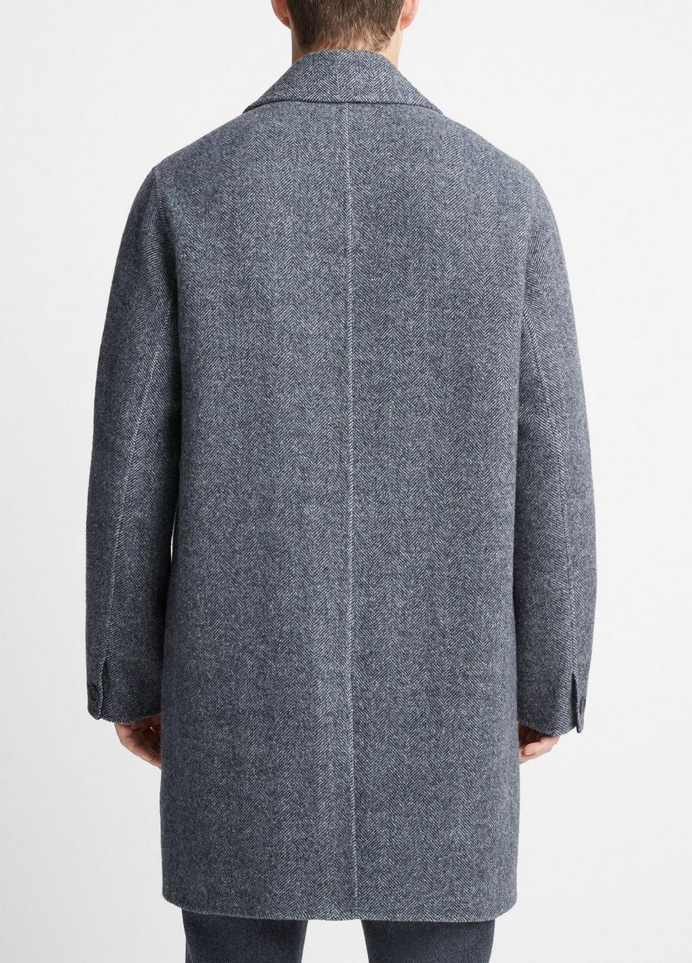 Mens Herringbone Splittable Classic Coat, Coastal Blue/medium Heather Grey, Size L Vince Product Image