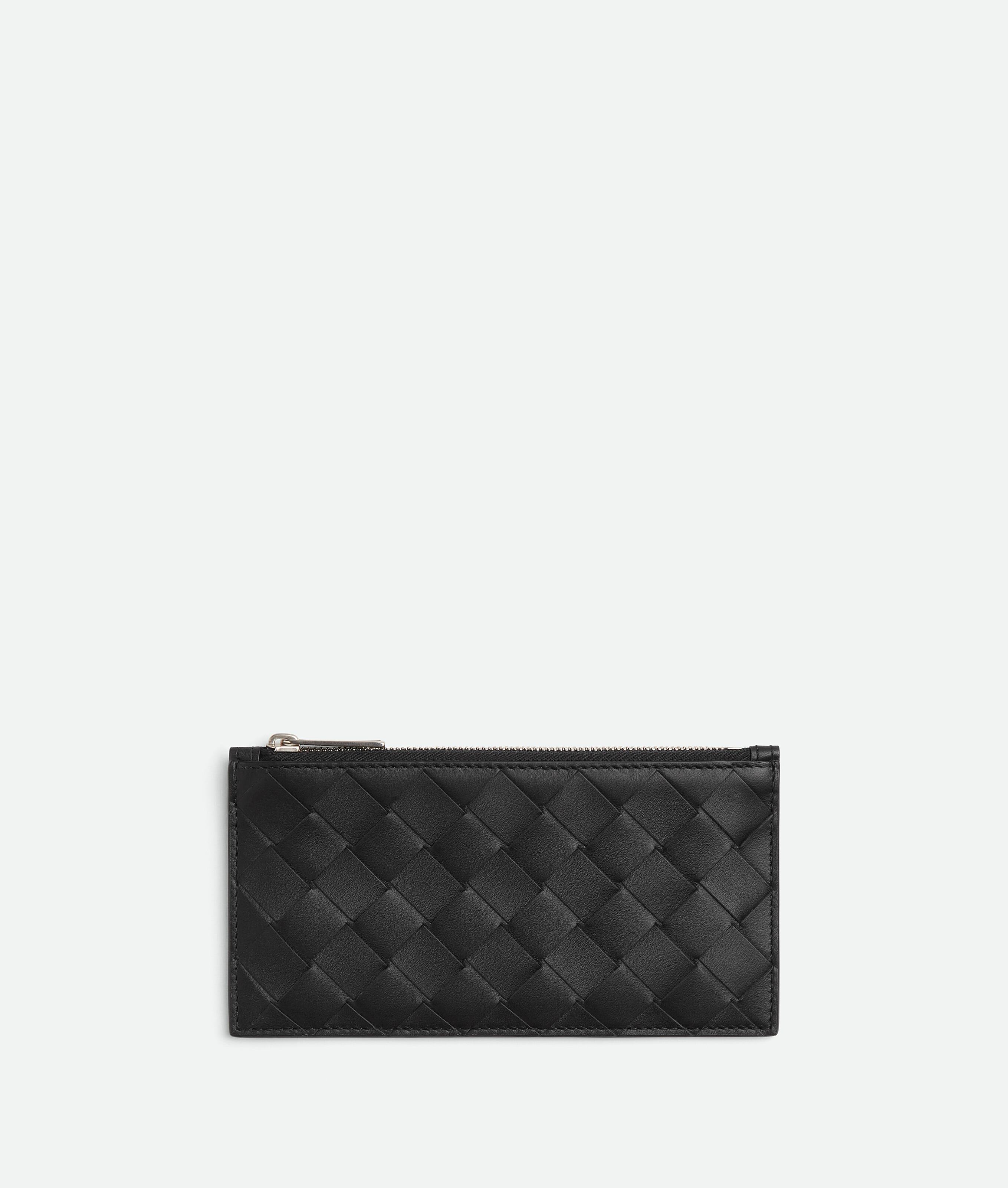 Men's Intrecciato Long Zippered Card Case in Black Product Image