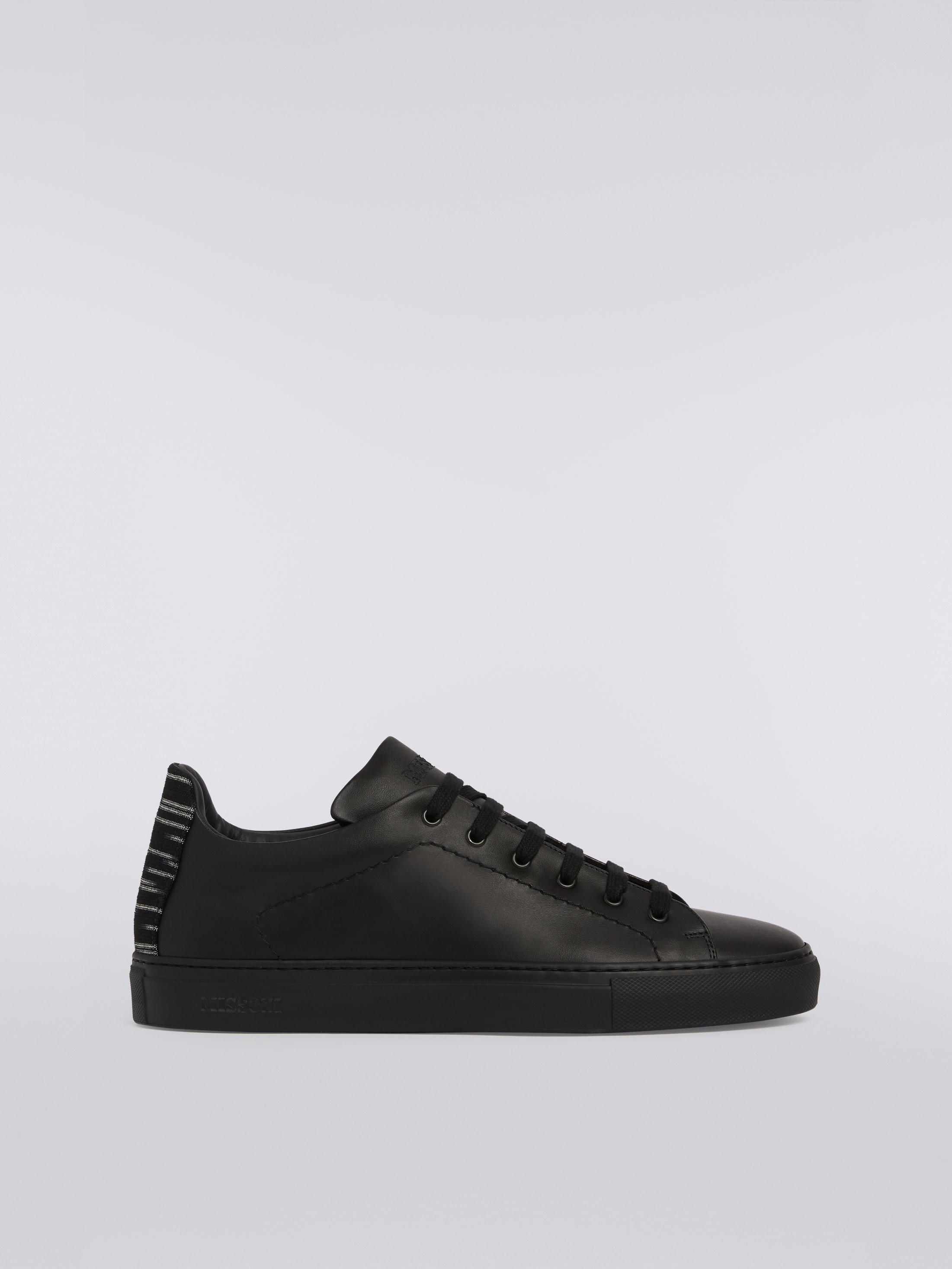 Leather trainers with slub insert product image