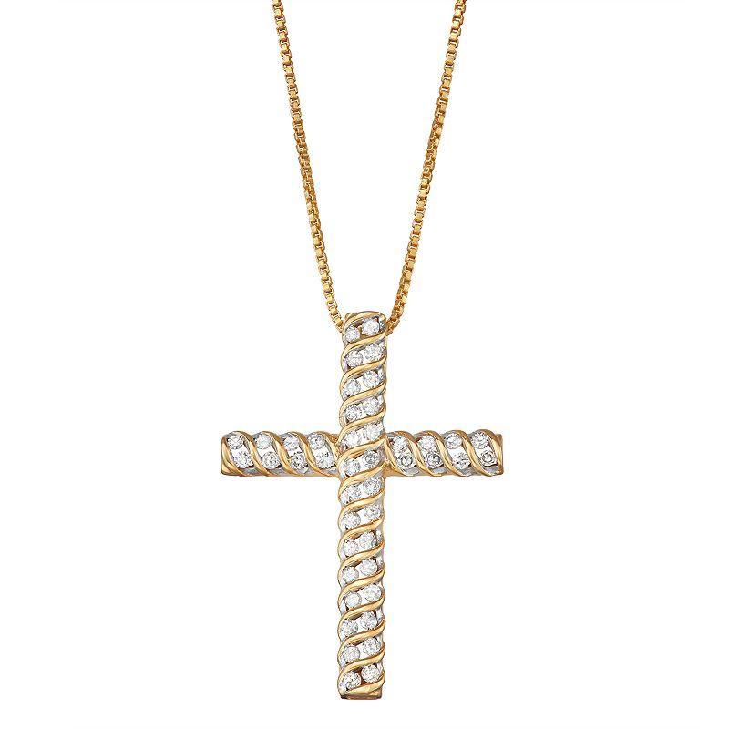 1/2 Carat T.W. Diamond Cross Pendant, Womens White Product Image