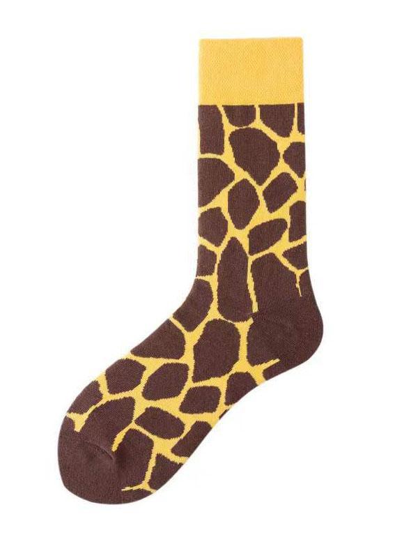 Contrast Color Leopard Sweat-Absorbing Socks Accessories Product Image