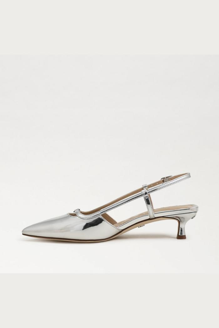 Toni Slingback Kitten Heel - Soft Silver Metallic Product Image