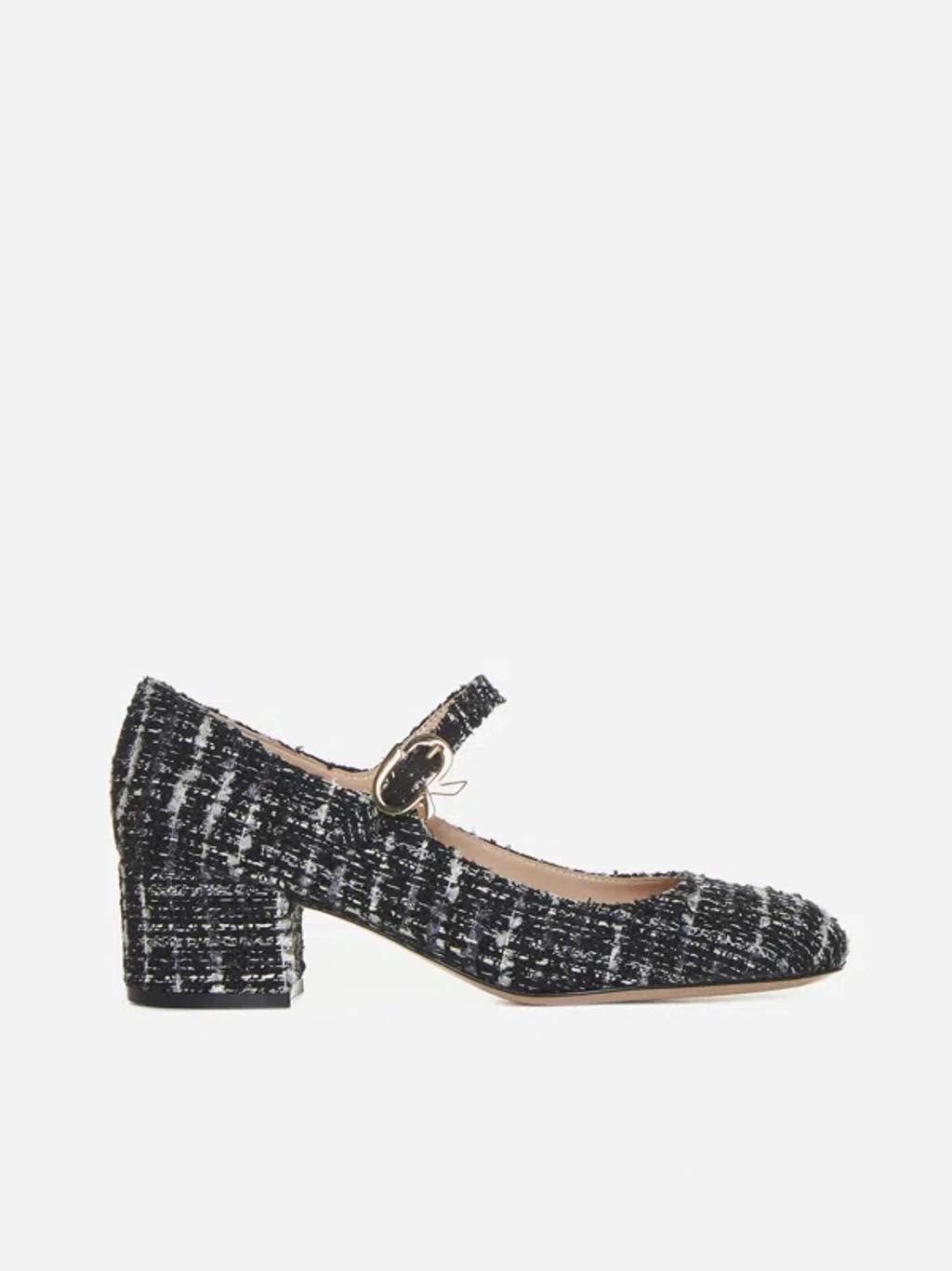 Mary Ribbon 45 Tweed Mary Jane Pumps In Black Product Image