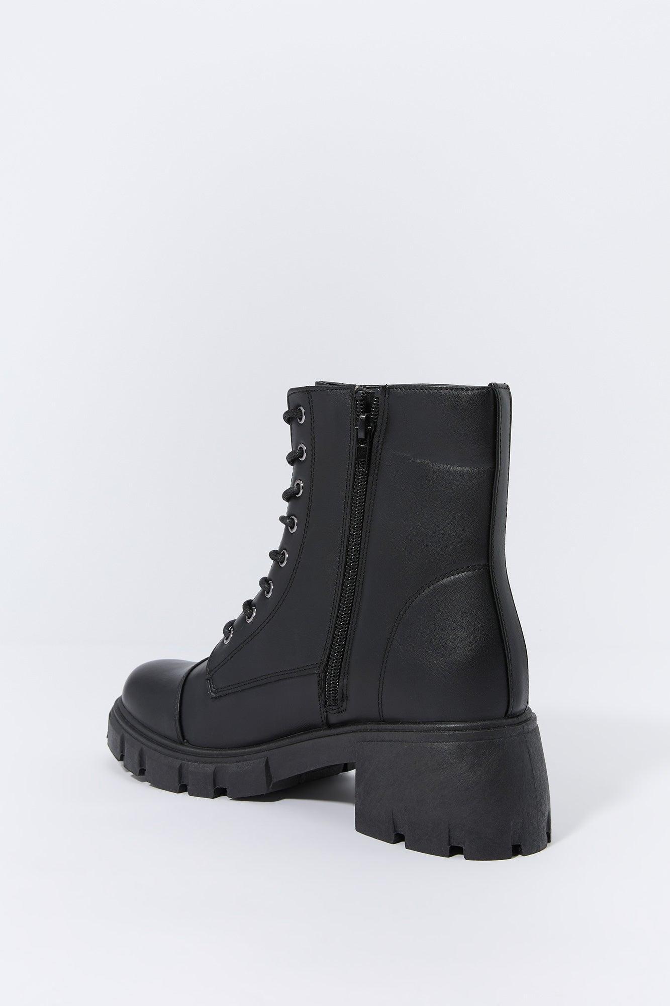 Faux Leather Lace Up Boot Female Product Image