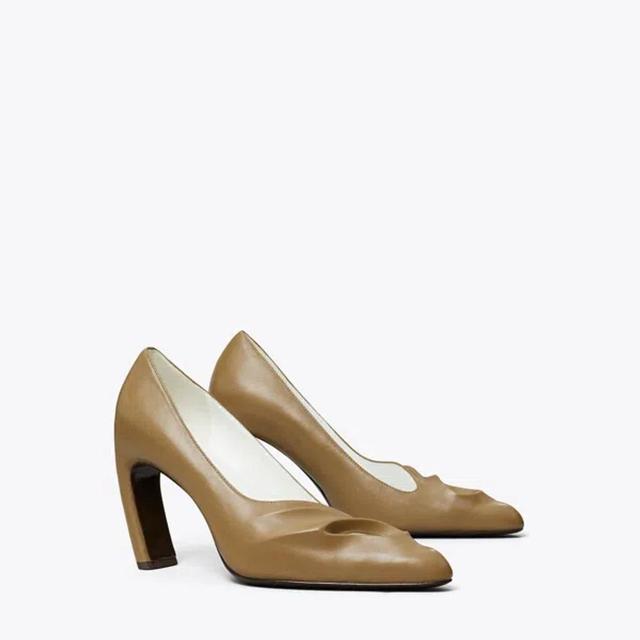 TORY BURCH Sculpted Peep-toe Pump In Soft Acorn Product Image