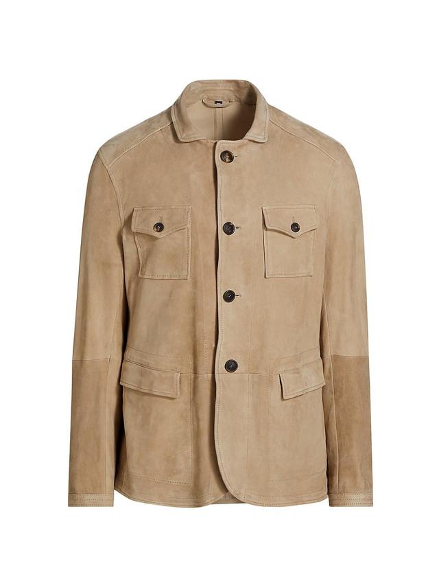 Mens Lamb Suede Button-Down Jacket Product Image