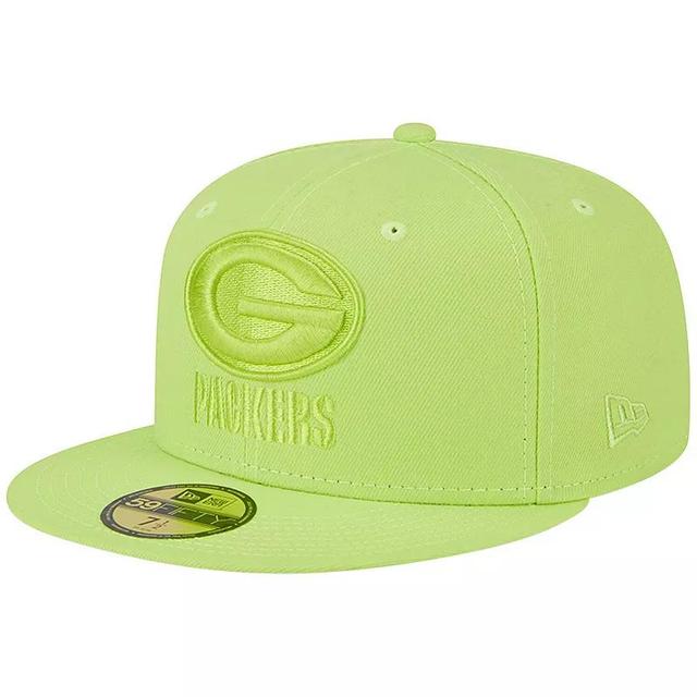 Mens New Era Neon Green Green Bay Packers Color Pack Brights 59FIFTY Fitted Hat Product Image