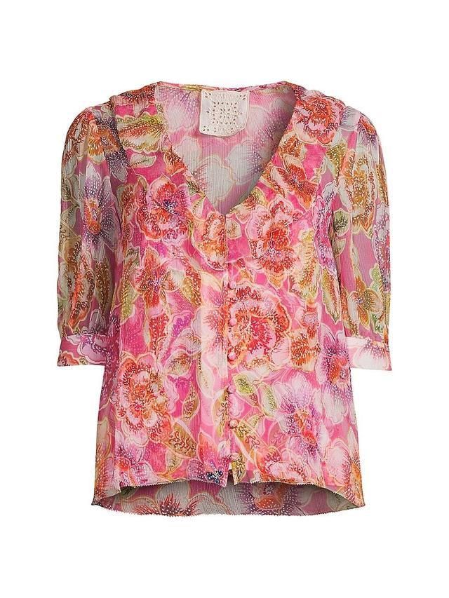 Womens Marcia Floral Silk Blouse Product Image