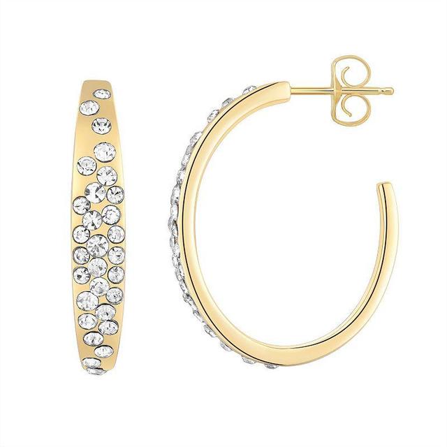 Chrystina Gold Tone Scattered Crystal Hoop Earrings, Womens, Yellow Gold Tone Product Image