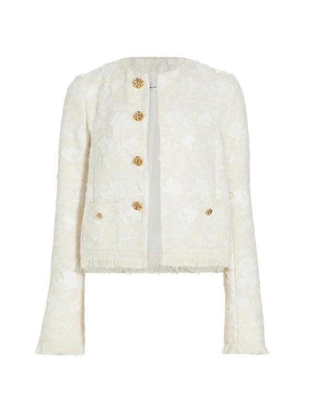 Womens Gardenia Embroidered Tweed Jacket Product Image