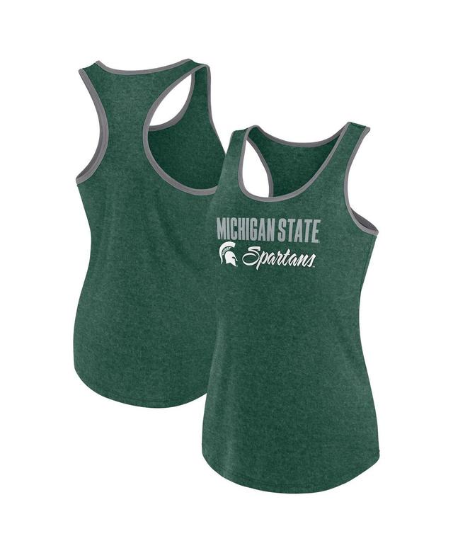 Fanatics Womens Heather Green Michigan State Spartans Fuel Racerback Tank Top Product Image