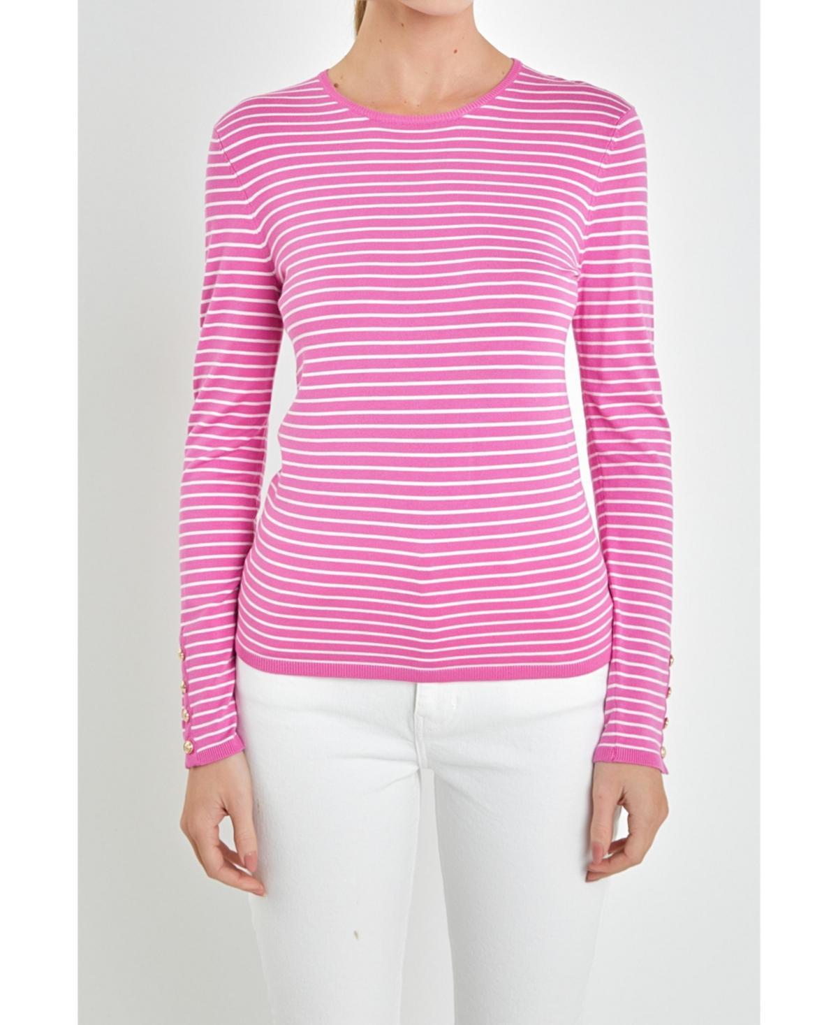 Womens Stripe Knit Sweater - Tan Product Image