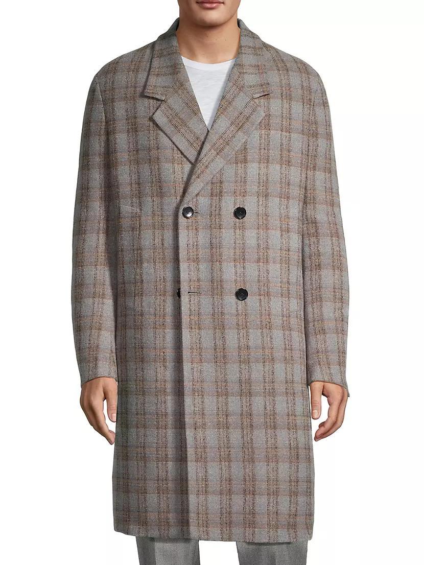 Maine Check Wool-Blend Double-Breasted Coat Product Image