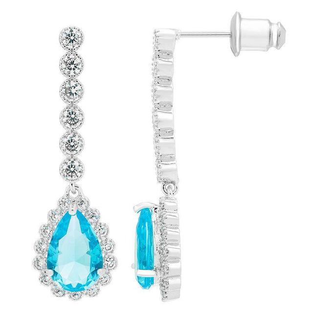 A&M Silver Tone Aqua Drop Earrings, Womens Product Image