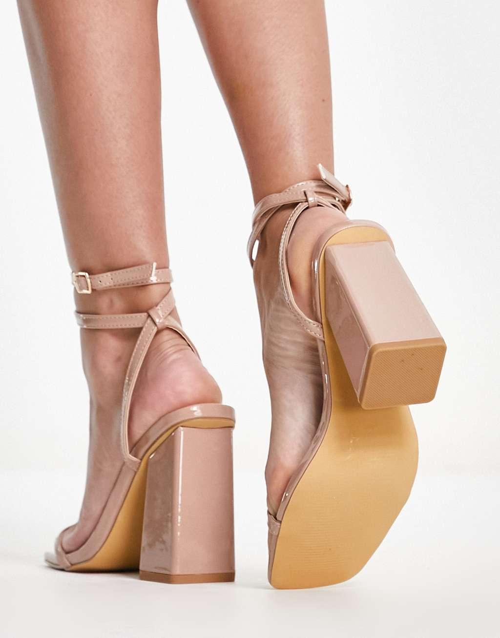 London Rebel block heel sandals in gold Product Image