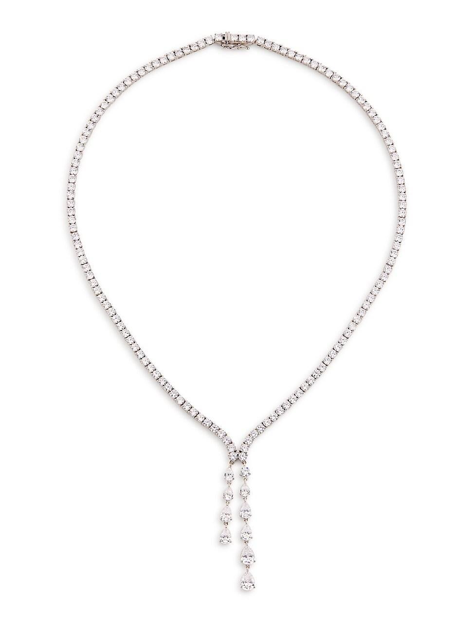 Womens Willow Rhodium-Plated & Cubic Zirconia Y Necklace Product Image