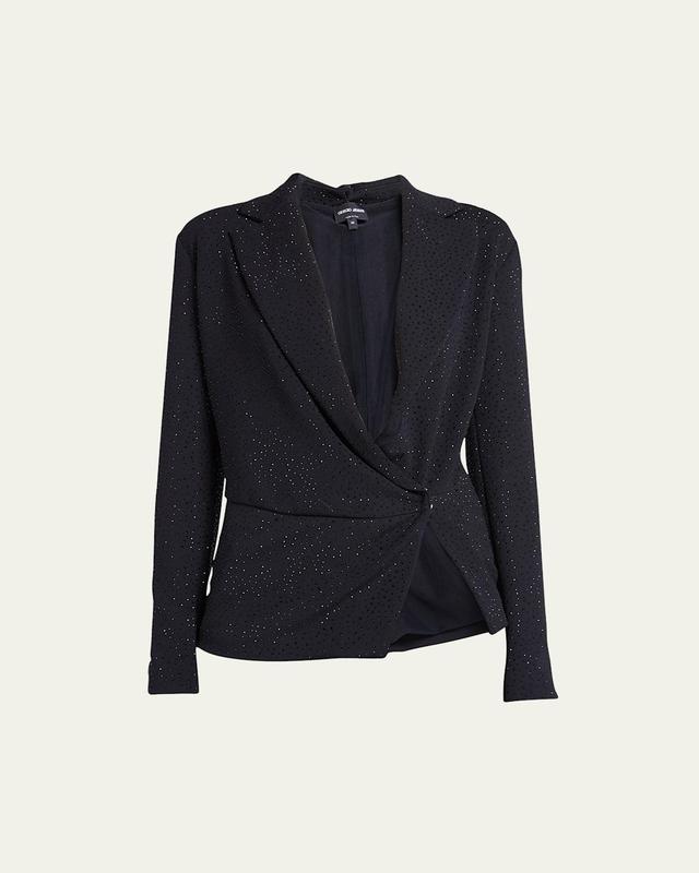 Womens Crystal-Embellished Ruched Wrap Jacket Product Image