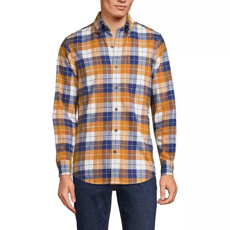 Big & Tall Lands End Tailored-Fit Flagship Flannel Shirt, Mens Balsam Green Plaid Product Image