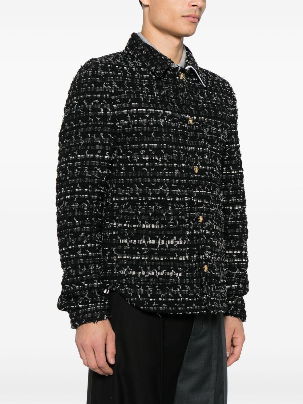 THOM BROWNE Mens Black Utility-pocket Regular-fit Tweed Woven Jacket Product Image