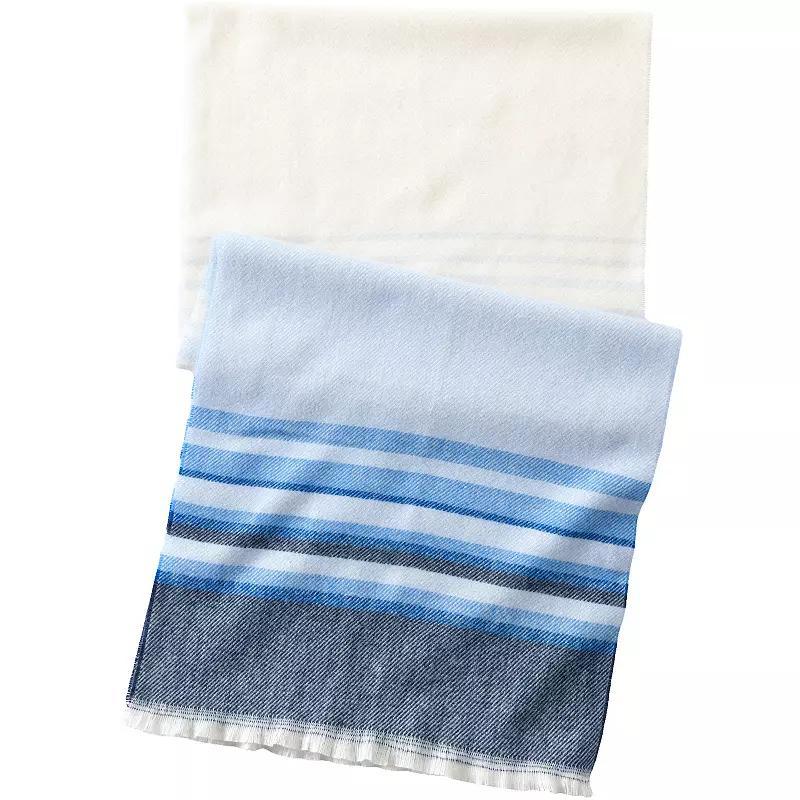 Womens Lands End CashTouch Pattern Scarf, Blue Heritage Stripe Product Image