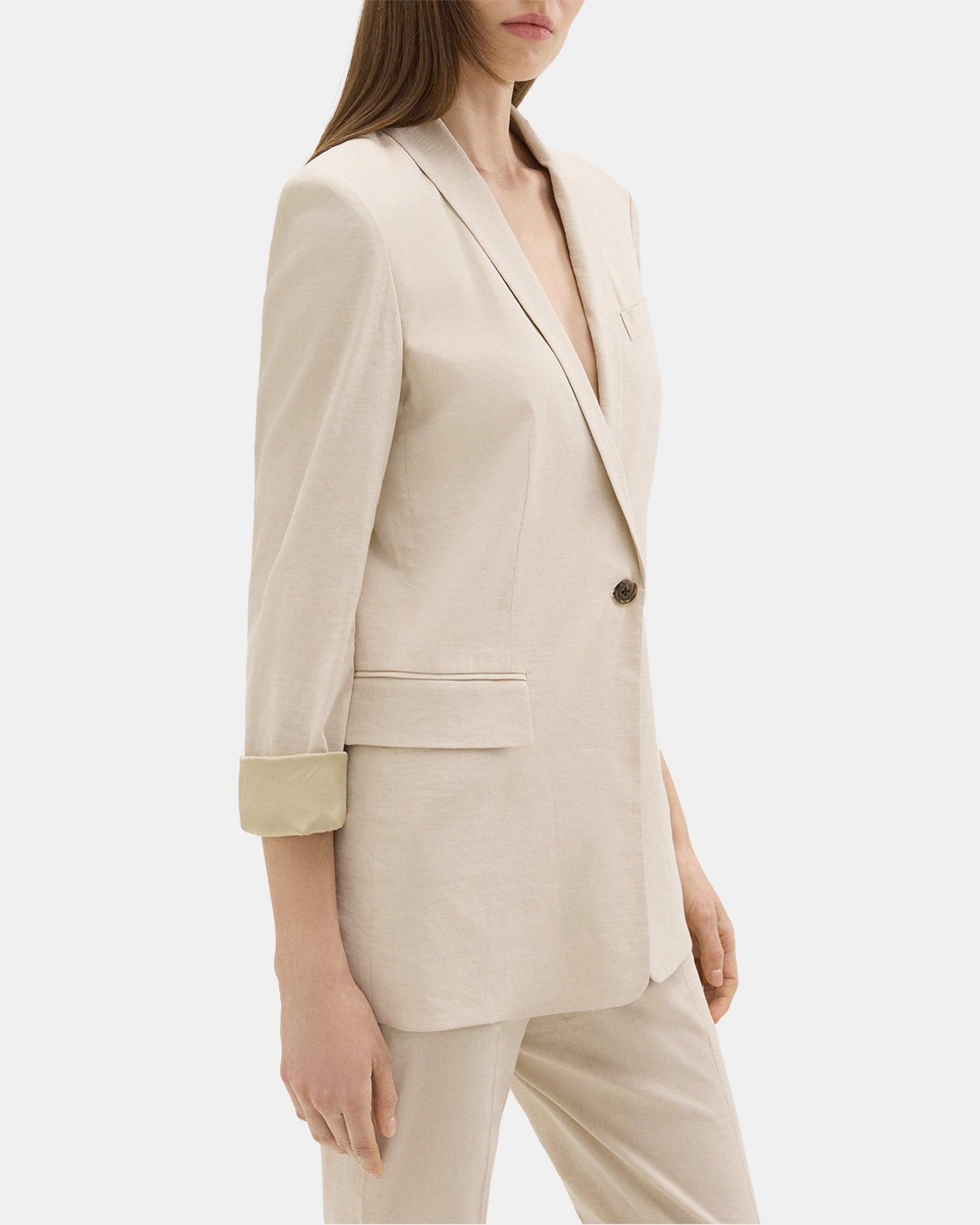 Rolled Sleeve Blazer in Stretch Linen Product Image