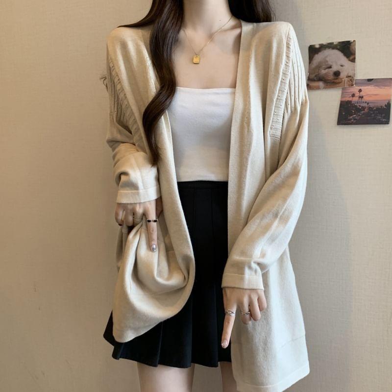 Ribbed Open Front Cardigan Product Image