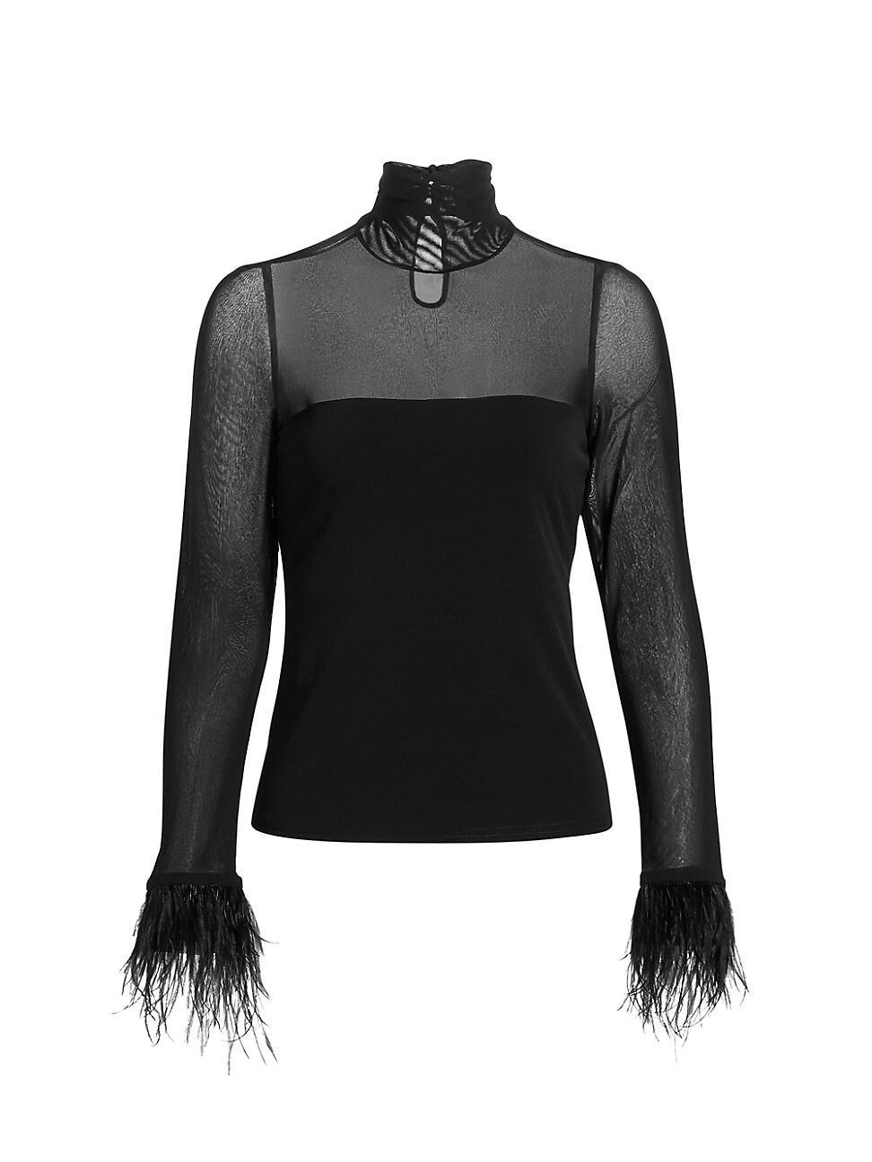 Womens Shantel Feather-Trim Top Product Image