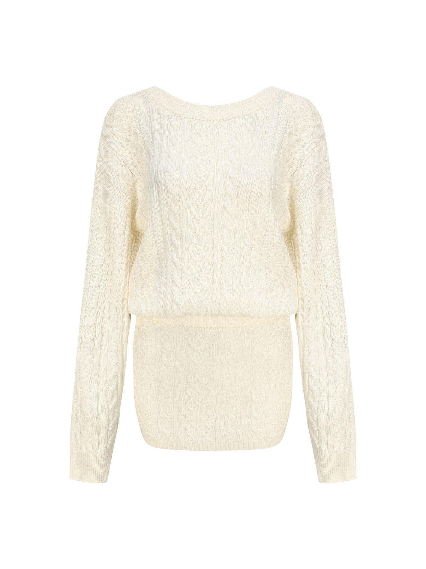 Kendall Knit Dress (White) Product Image