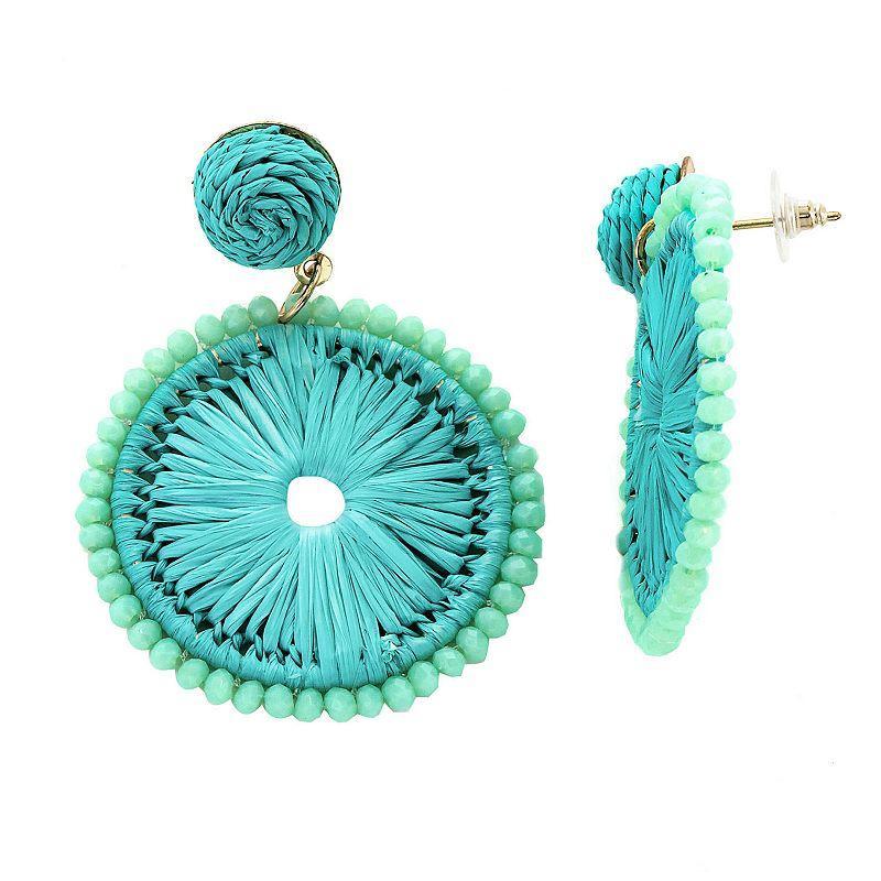 PANNEE BY PANACEA Circle Raffia Wrap Drop Earrings, Womens, Turquoise Product Image