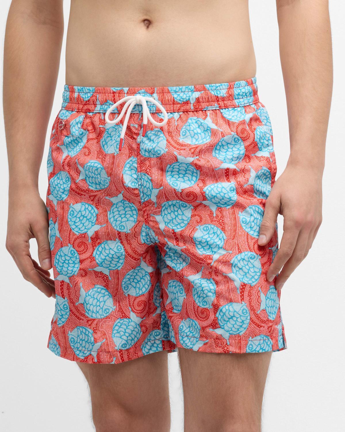 Mens Fish-Print Swim Trunks Product Image