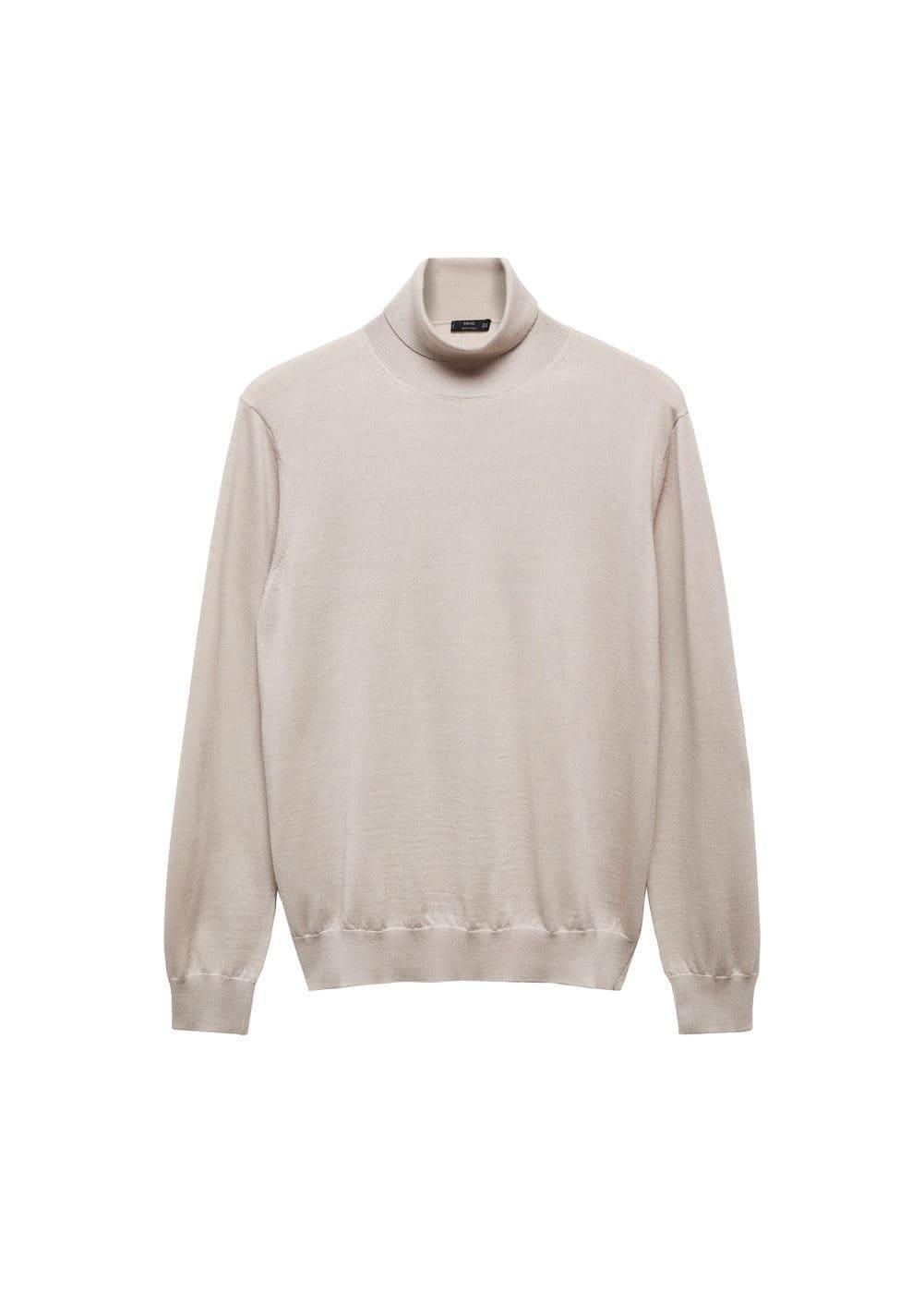 MANGO MAN - 100% merino wool turtleneck sweater light/pastel greyMen Product Image