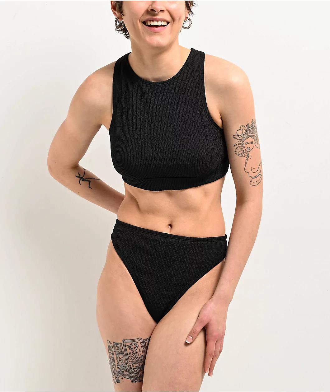 Nike Elevated Essential High Neck Black Bikini Top Product Image