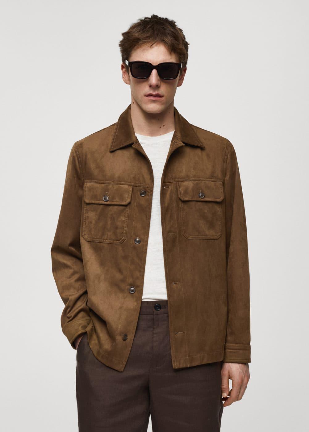 MANGO MAN - Suede effect overshirt with pockets cognacMen Product Image