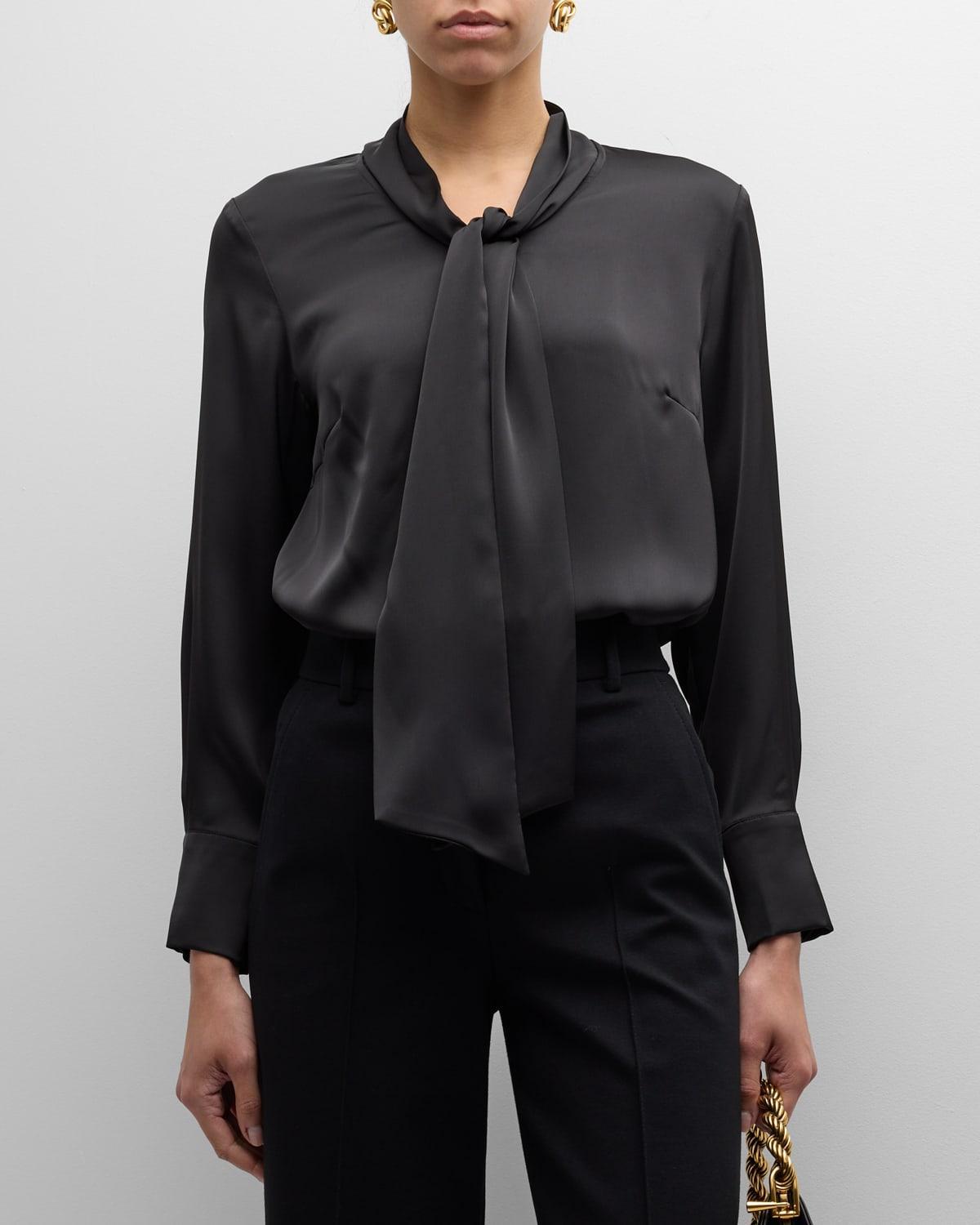 Misook Tie Neck Crpe de Chine Blouse Product Image