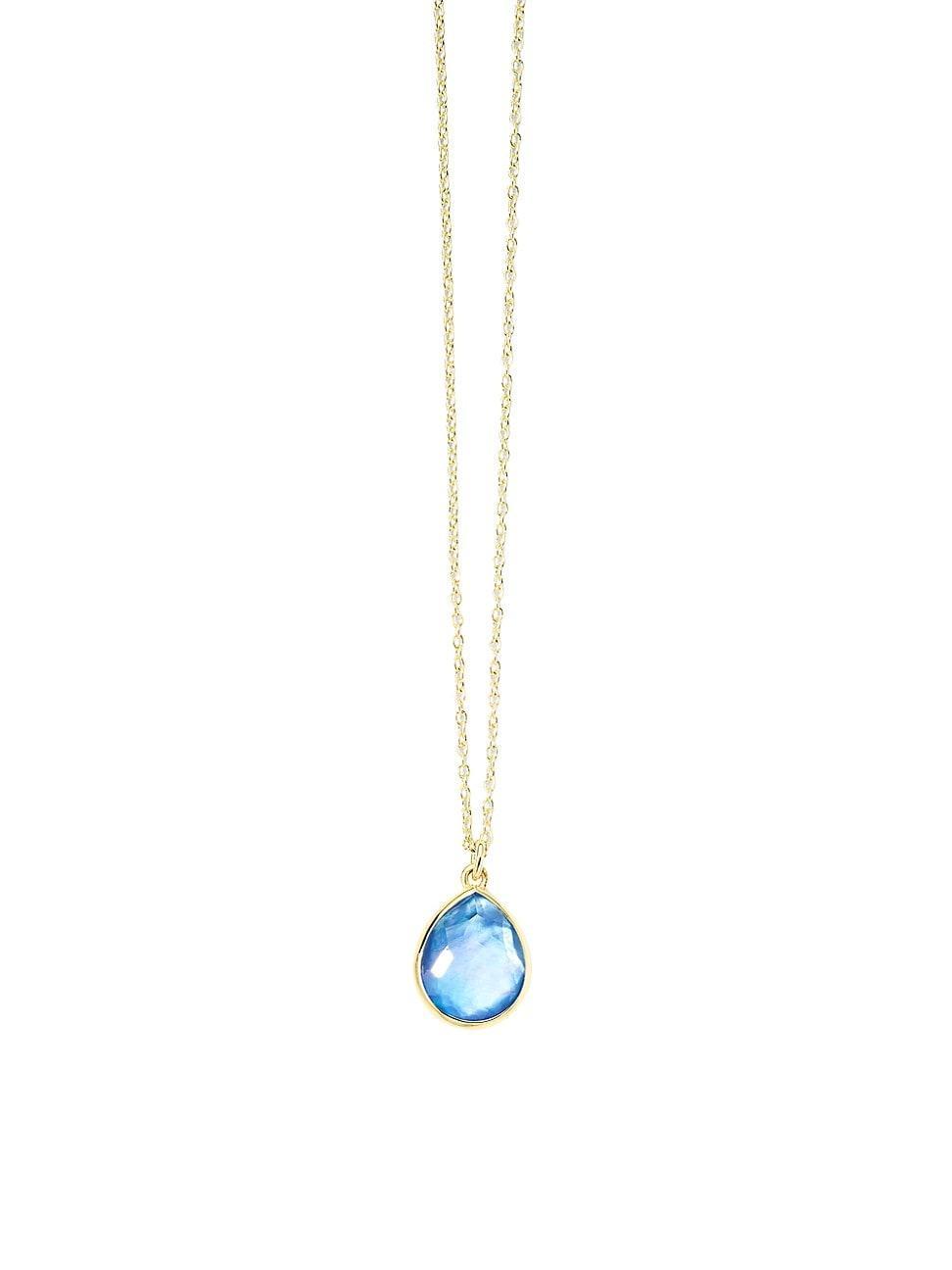 18K Gold Rock Candy Mini Teardrop Pendant Necklace in Rock Crystal MOP and Product Image