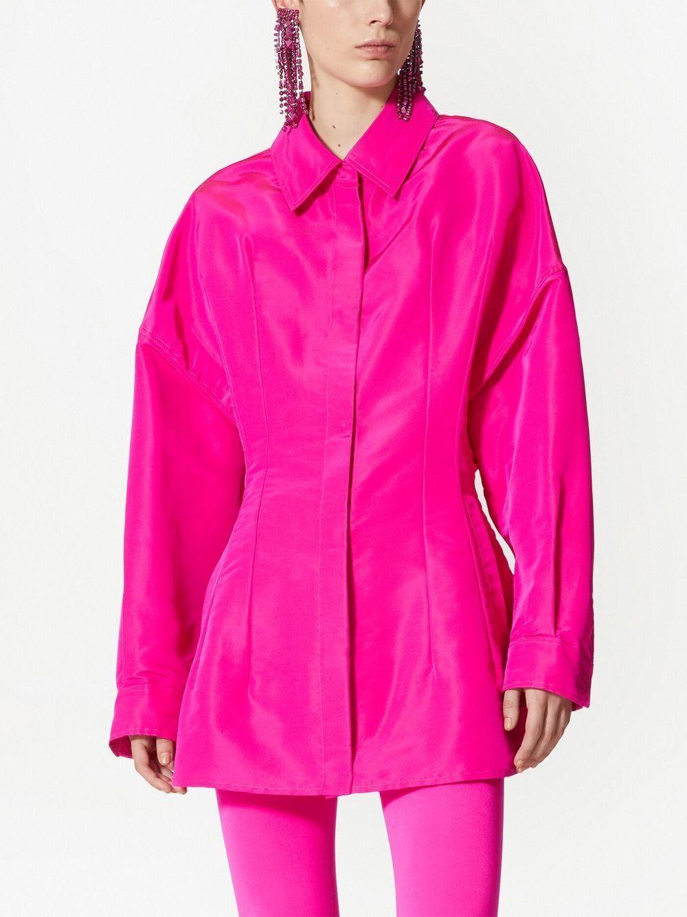 Gathered-detail Faille Shirt Jacket In Pink Product Image