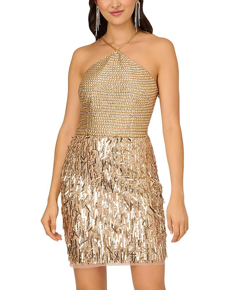 Womens Sequin Embellished Halter Minidress Product Image