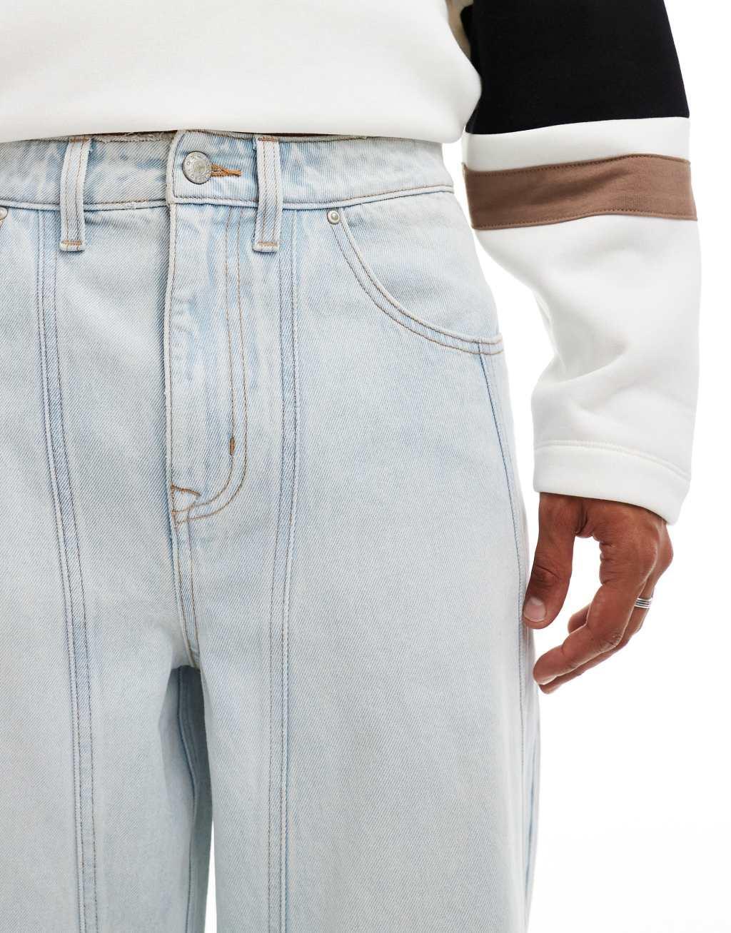 ASOS DESIGN super baggy jeans with panels in light wash Product Image