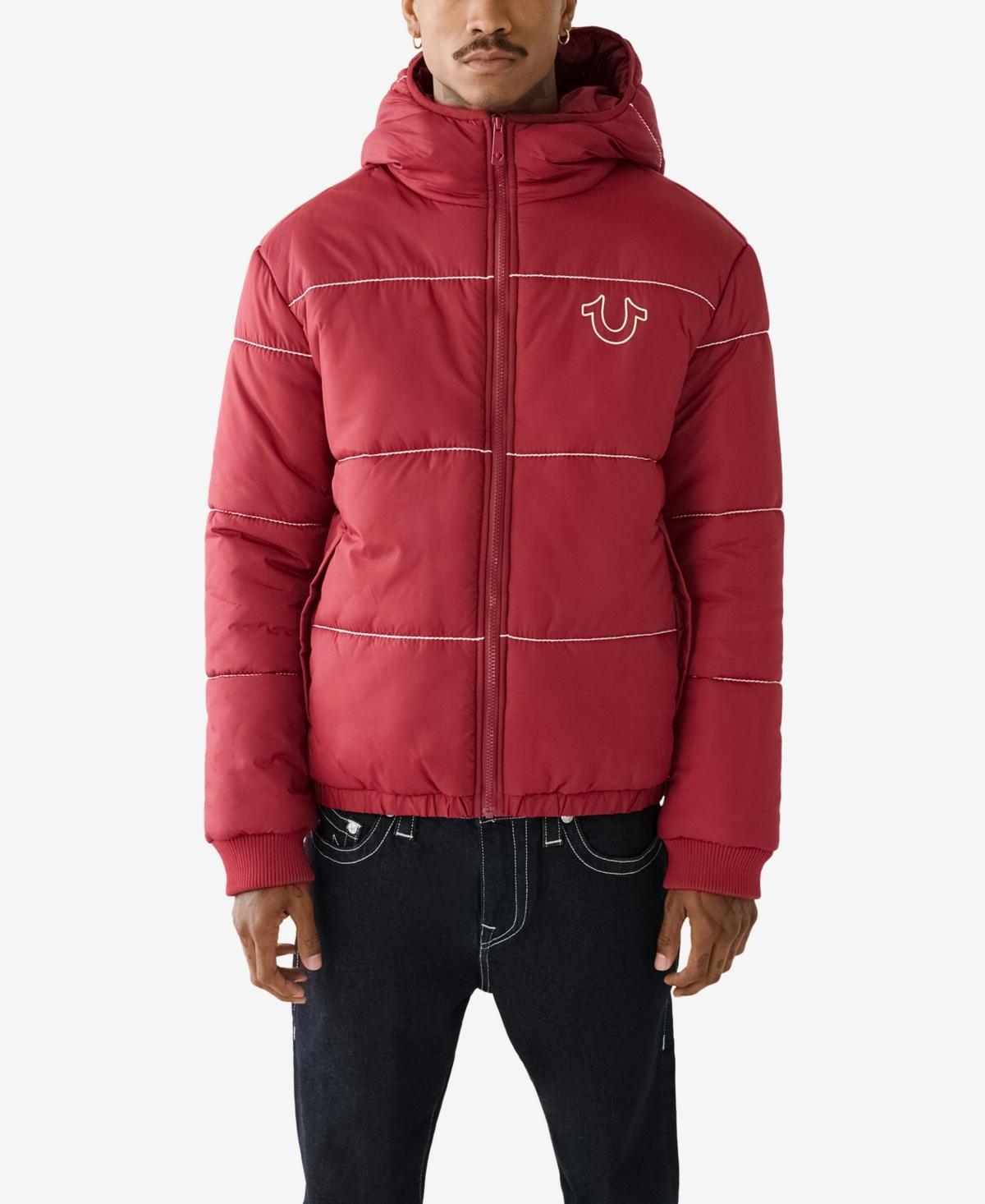 Mens Horseshoe Logo Big T Puffer Jacket | Cranberry | Product Image