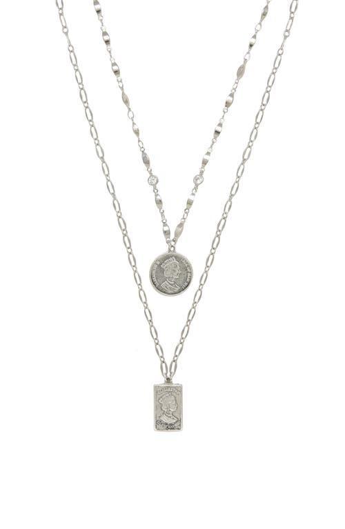 Ettika Medallions of Mine Layered Rhodium Plated Coin Womens Necklace Set Product Image