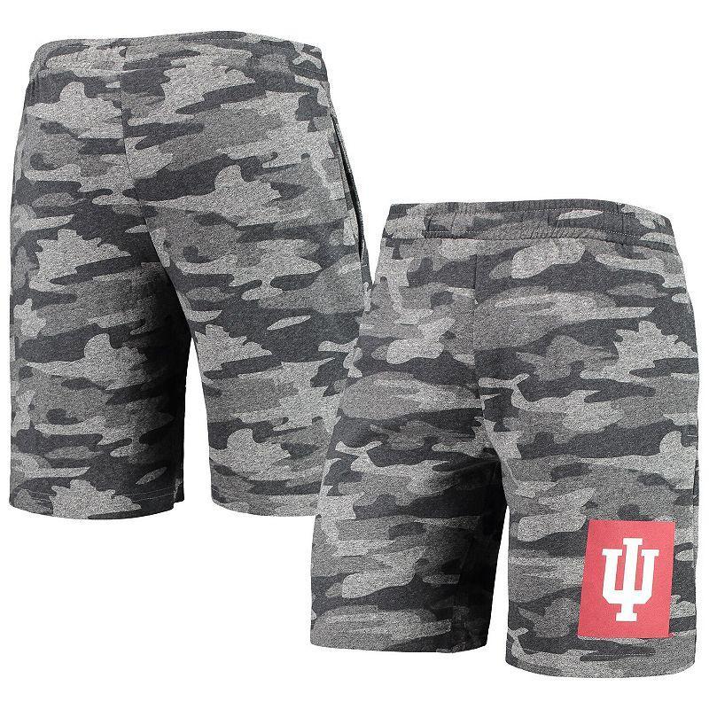 Mens Concepts Sport Charcoal/Gray Indiana Hoosiers Camo Backup Terry Jam Lounge Shorts Product Image