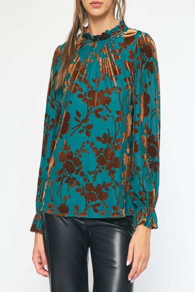 Velvet Floral Print Top Product Image