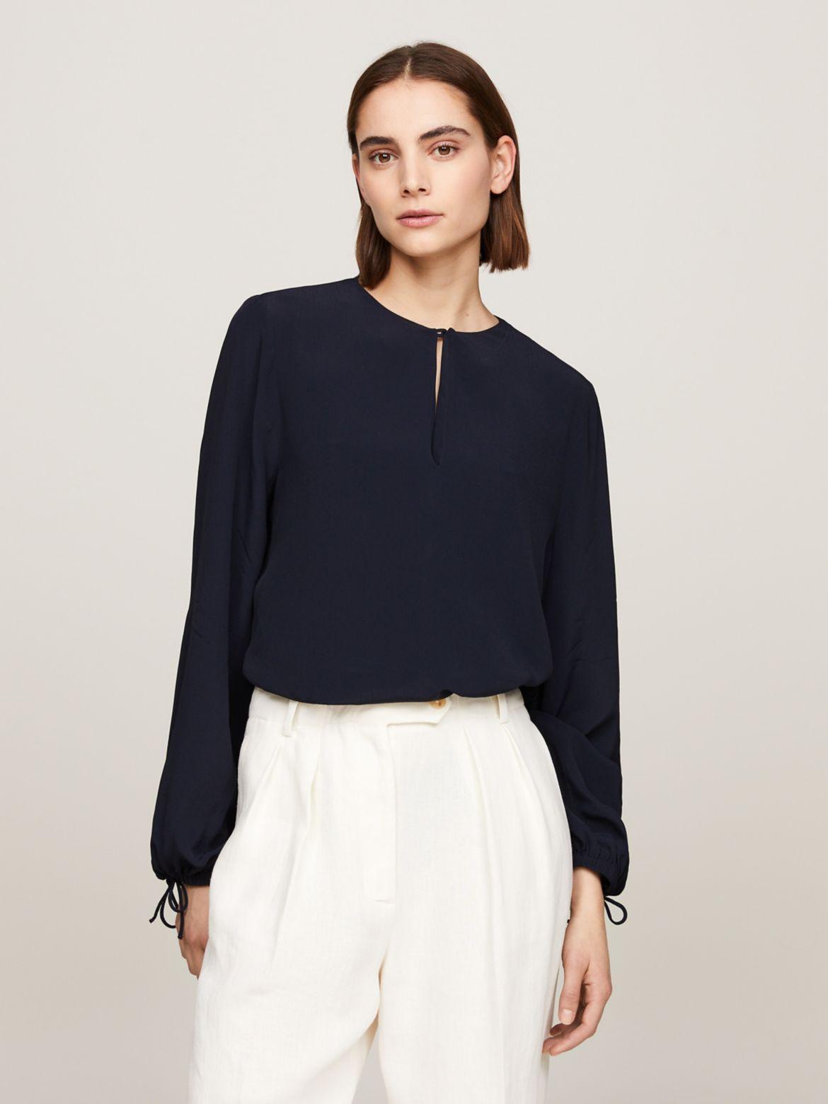 Tommy Hilfiger Women's Relaxed Fit Keyhole Crepe Blouse product image