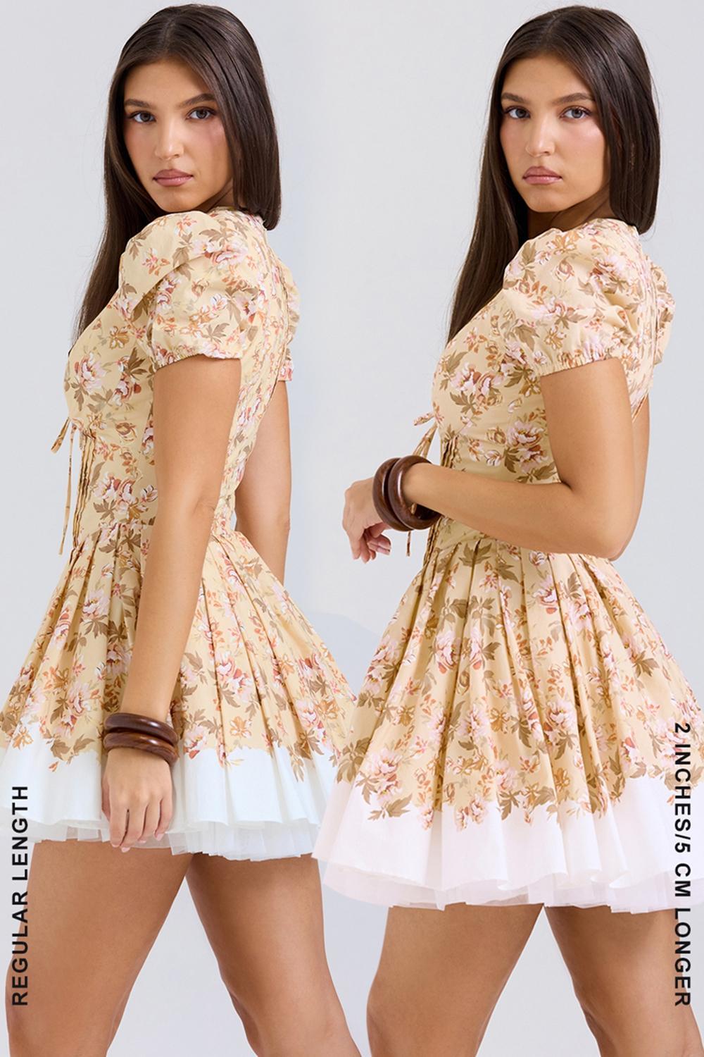 Alba Honeyflower Print Gathered Cotton Midi Dress Product Image