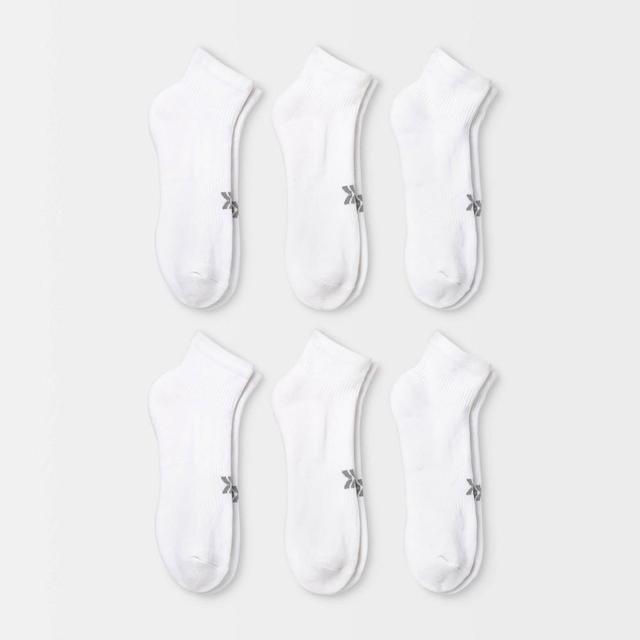 Womens Extended Size Cushioned 6pk Ankle Athletic Socks - All in Motion - White 8-12 Product Image