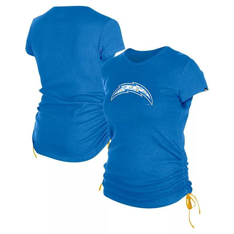 New Era Womens Powder Blue Los Angeles Chargers Ruched Side T-Shirt Product Image